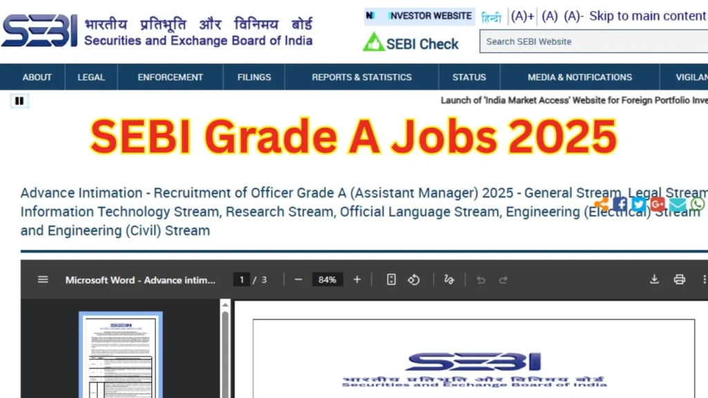SEBI Grade A Jobs 2025