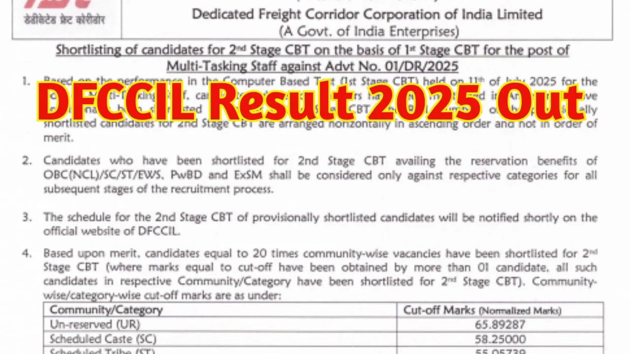 DFCCIL Result 2025 Out